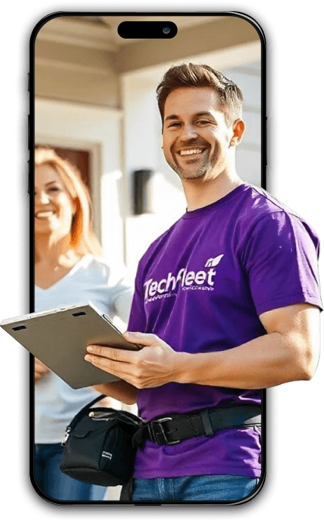 Techfleet technician helping customer
